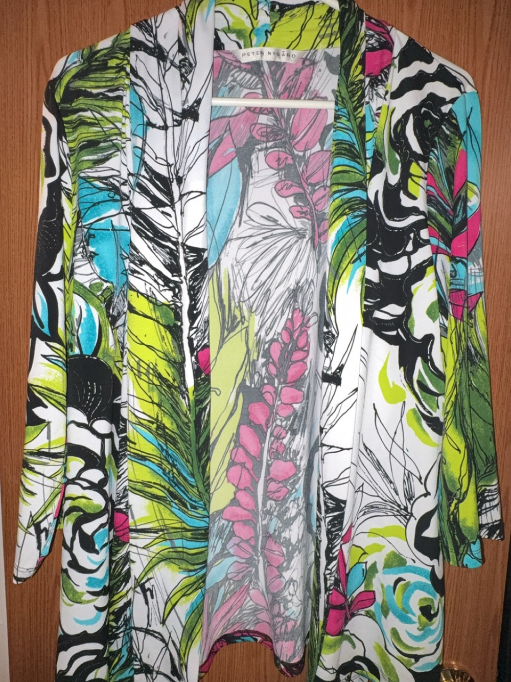 Peter Nygard Women's Abstract Blazer Multicolor & White Like New